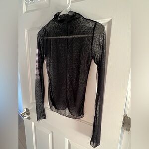Sheer Black Long-Sleeve Mesh Top - Lightweight Layering Shirt
